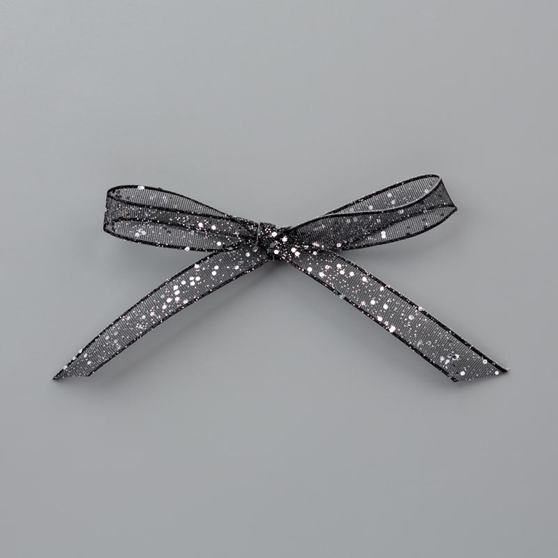 Black 5/8" (1.6 cm) Glittered Organdy Ribbon