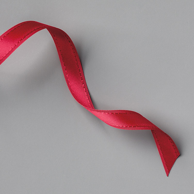 REAL RED 3/8" (1 CM) DOUBLE-STITCHED SATIN RIBBON